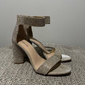 Gianni Bini Sparkling Tan Block Heels